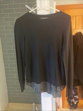 LOFT Black Ribbed Crewneck Sweater